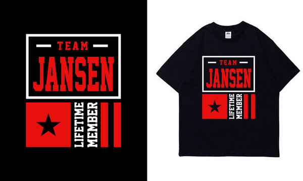 team Jansen lifetime member typography t-shirt design template 