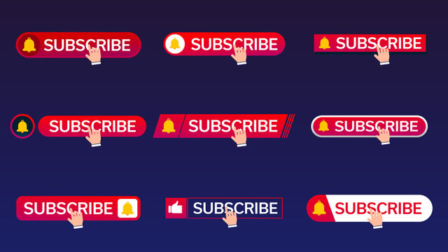 Colorful Subscribe Buttons Social Media