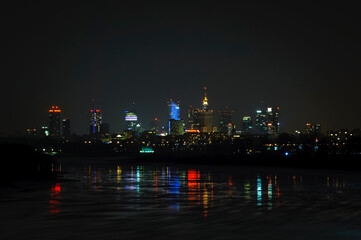 Fototapeta na wymiar night view of the city Warsaw