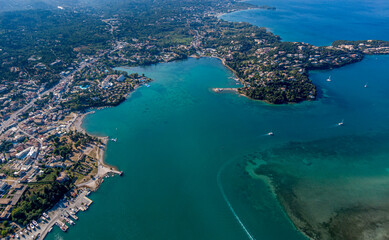 corfu isalnd aerial view komeno gouvia