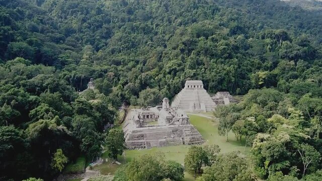 Palenque mayan ruins maya monuments Chiapas Mexico (aerial view)