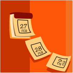 calendar with falling leaves, february calendar