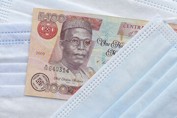 Nigerian naira banknote view via smartphone