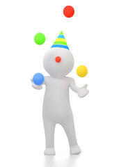 3D character juggler with balls. 3d illustration.