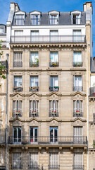 Fototapeta na wymiar Paris, beautiful buildings, boulevard Beaumarchais in the 11e district 