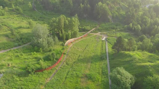 The abandoned bobsleigh aerial drone view