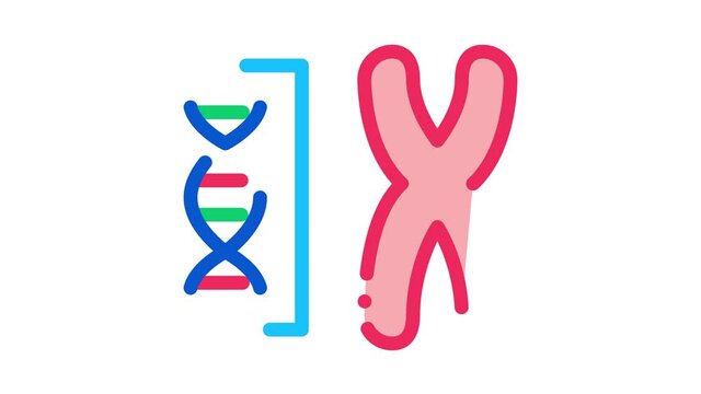 Chromosome And Molecule Icon Animation. color Chromosome And Molecule animated icon on white background