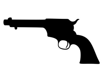 Antique large revolver. Vector image.