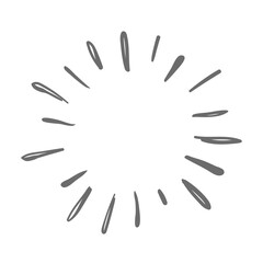Doodle starburst. Hand drawn sun burst. Vector sketch illustration. Isolated on white background.