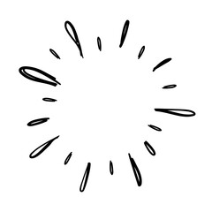 Doodle starburst. Hand drawn sun burst. Vector sketch illustration. Isolated on white background.