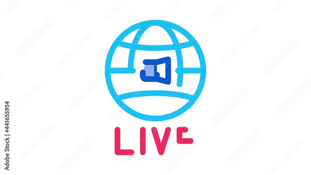 Poster World Wide Live Podcast Icon Animation. color World Wide Live Podcast animated icon on white background