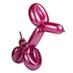Pink bright balloon dog isolated on the white background