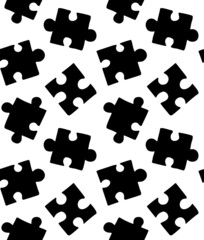 Naklejka premium Vector seamless pattern of hand drawn doodle sketch puzzle pieces silhouette isolated on white background