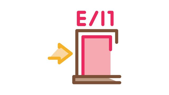 Fire-escape Exit Door Icon Animation. color Fire-escape Exit Door animated icon on white background