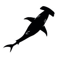 Vector hand drawn doodle sketch black hammerhead shark isolated on white background