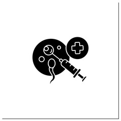 IVF glyph icon. In vitro fertilisation. Artificial insemination. Egg combined with sperm outside body. Procedures help with fertility.Filled flat sign. Isolated silhouette vector illustration