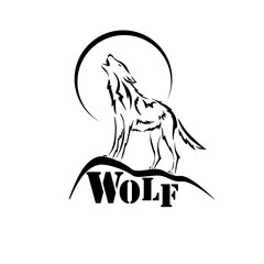 Wolf howling at the moon logo. Vector illustration
