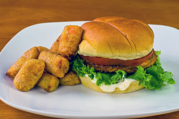 veggie burger with veggie tots