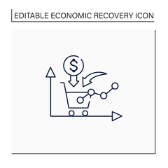 Growth consumer demand line icon. Consumers willingness and ability to purchase. Profitable buying. Business concept. Isolated vector illustration.Editable stroke