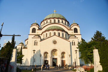 Fototapeta na wymiar Beautiful view of the temple of St. Sava in Belgrade, Serbia on a sunny say