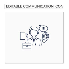 Active listening line icon. Attentive hearing. Focus completely on the speaker. Effective communication concept. Isolated vector illustration. Editable stroke