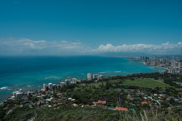 Ocean view from Summit of Diamond Head Crater, Honolulu, Oahu, Hawaii
