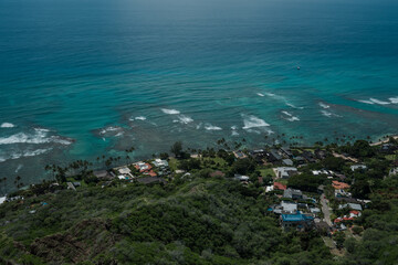 Ocean view from Summit of Diamond Head Crater, Honolulu, Oahu, Hawaii
