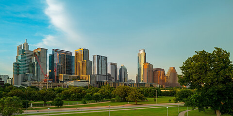 Fototapeta na wymiar View of Austin park, Texas in USA downtown skyline.