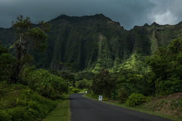 Koolau Range, Hoomaluhia Botanical Garden, Honolulu, Oahu, Hawaii. Koʻolau Range is a name given to the dormant fragmented remnant of the eastern or windward shield volcano of  Oahu