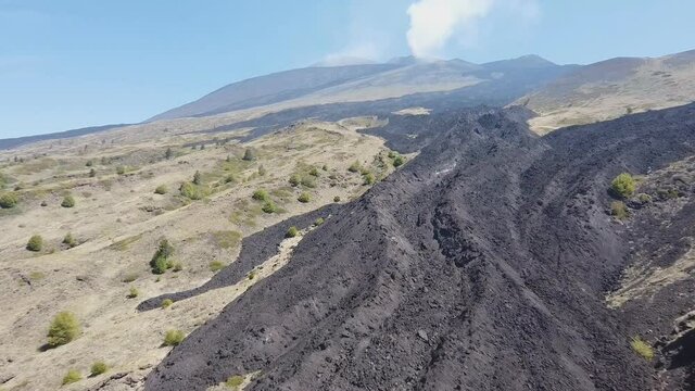 Aerial view of the southern slope of the Etna volcano - Rifugio Sapienza in Sicily