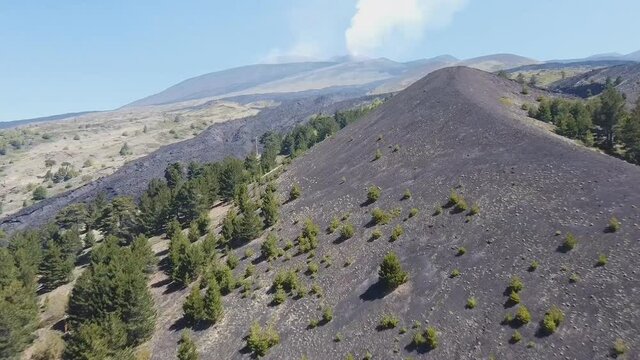 Aerial view of the southern slope of the Etna volcano - Rifugio Sapienza in Sicily