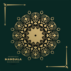 mandalas for vintage decorate element of invitation. gold mandalas on black isolated background, arabesque mandala ornament