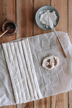 Raw pretzel with fig jam and cream cheese
