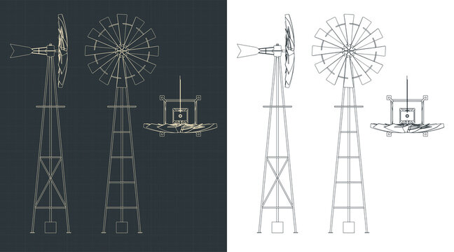 Farm Windmill Drawings