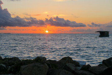 Sunset over the beach, South Ari Atoll, Maldives
