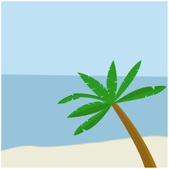 Fototapeta na wymiar palm tree on the beach with blue sky