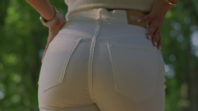 Beautiful female ass in white jeans.Red Helium 8K