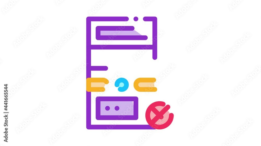 Poster broken computer icon animation. color broken computer animated icon on white background