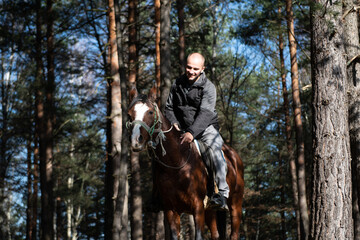 Young Man Riding a Horse