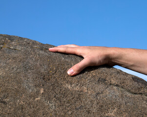 a helping hand. Help man. Sky background. Photo. 
