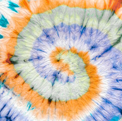 Cyan Tie Dye Spiral Background. Tiedye Round