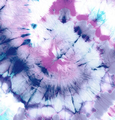 Handmade Textile Kaleidoscope Hippie.  Tie Circular Art. Violet Kaleidoscope Hippie. Batik 60s Art. Abstract Kaleidoscope Hippie.  Cool Spiral Dye Paint. 1970s