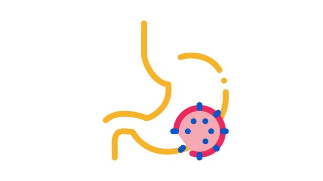 Stomach Infection Icon Animation. color Stomach Infection animated icon on white background
