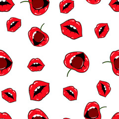 Glamor lips seamless pattern. Vector illustration for fashion design