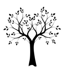 Black shape of Tree on white background. Vector illustration.