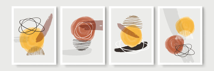 Contemporary abstract universal background templates. Minimalist aesthetic. Abstract boho bohemian Scandinavian hand painted art posters background. Beautiful pastel social media banner template