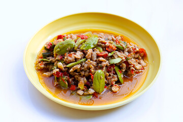 Stir fried chicken with stink beans and shrimp paste