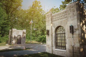 Fototapeta na wymiar Gate houses at the entrance to Indiana Dunes State Park