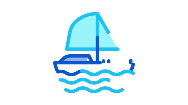 Yacht Boat Icon Animation. color Yacht Boat animated icon on white background