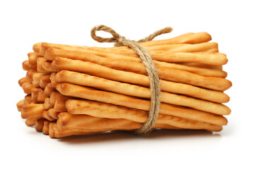 bread sticks on white background